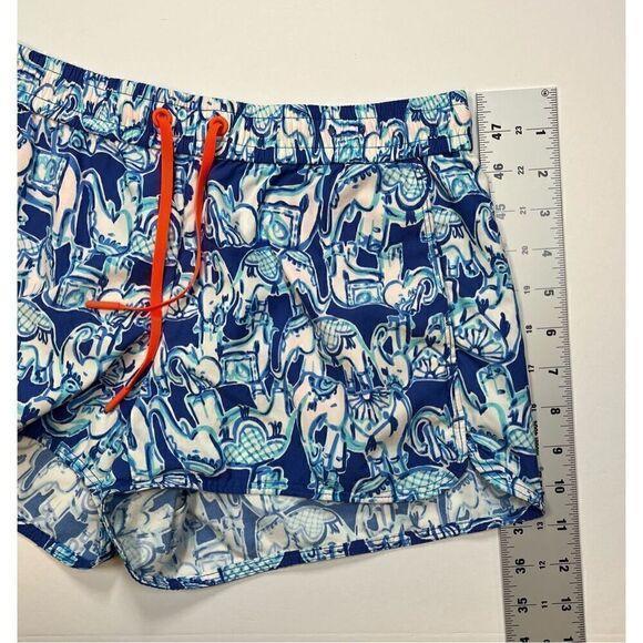 Lilly Pulitzer Luxletic Run Around Shorts Bomber Blue Get Trunky Print Size XS - Picture 7 of 11
